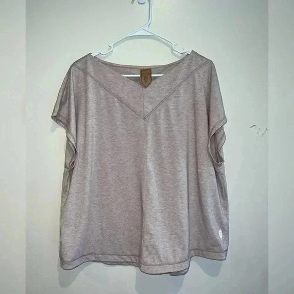 Indygena Oatmeal V Neck Short Sleeve Blouse - Picture 4 of 5